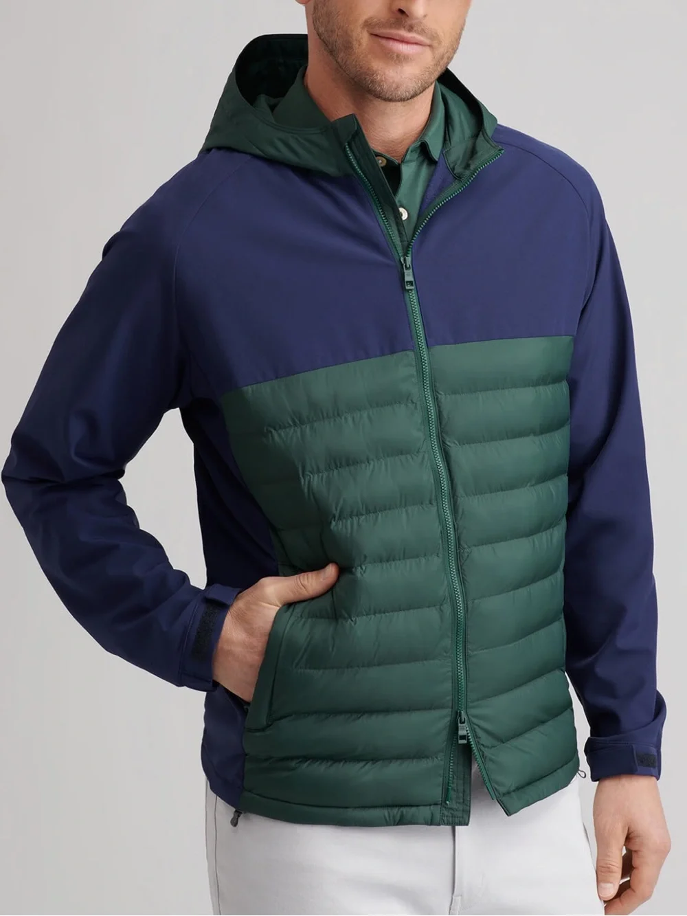 NWT Peter Millar Apex Hybrid Hoodie Jacket Nordic Pine Navy (Medium)